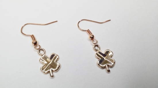 Preview: Kleeblatt Ohrringe rosegoldfarben Blätter leaf